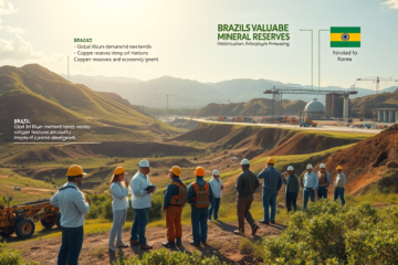 Infográfico sobre reservas minerais no Brasil e seu impacto econômico.